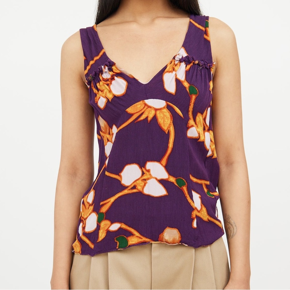 Marni Floral Purple Sleeveless Top
